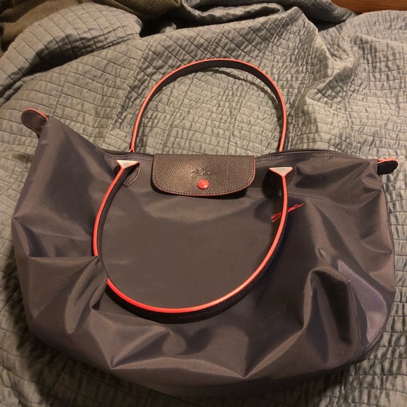 Longchamp Le Pliage Club Tote Large Navy And Red